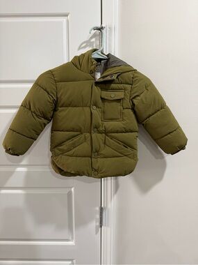 Zara Baby Olive Green Hooded Puffer Jacket 18/24M 🧸